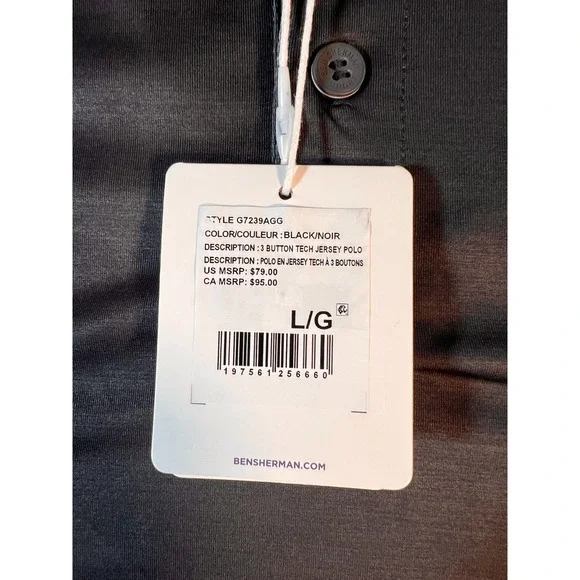 Ben Sherman Golf Men's Vertical Stripes Sports Fit Polo Black White Grey Men's L - Picture 8 of 9